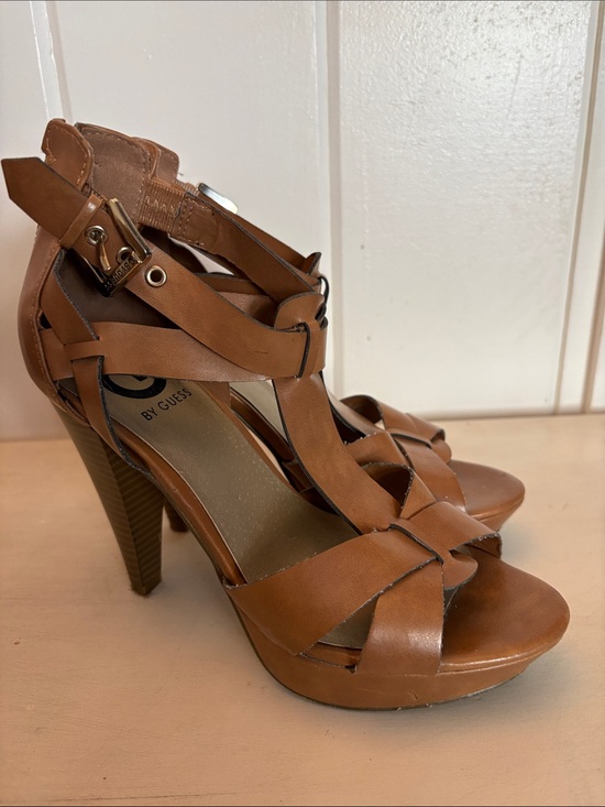 G by Guess Shoes - Women’s Strappy High Heel Sandals - Brown